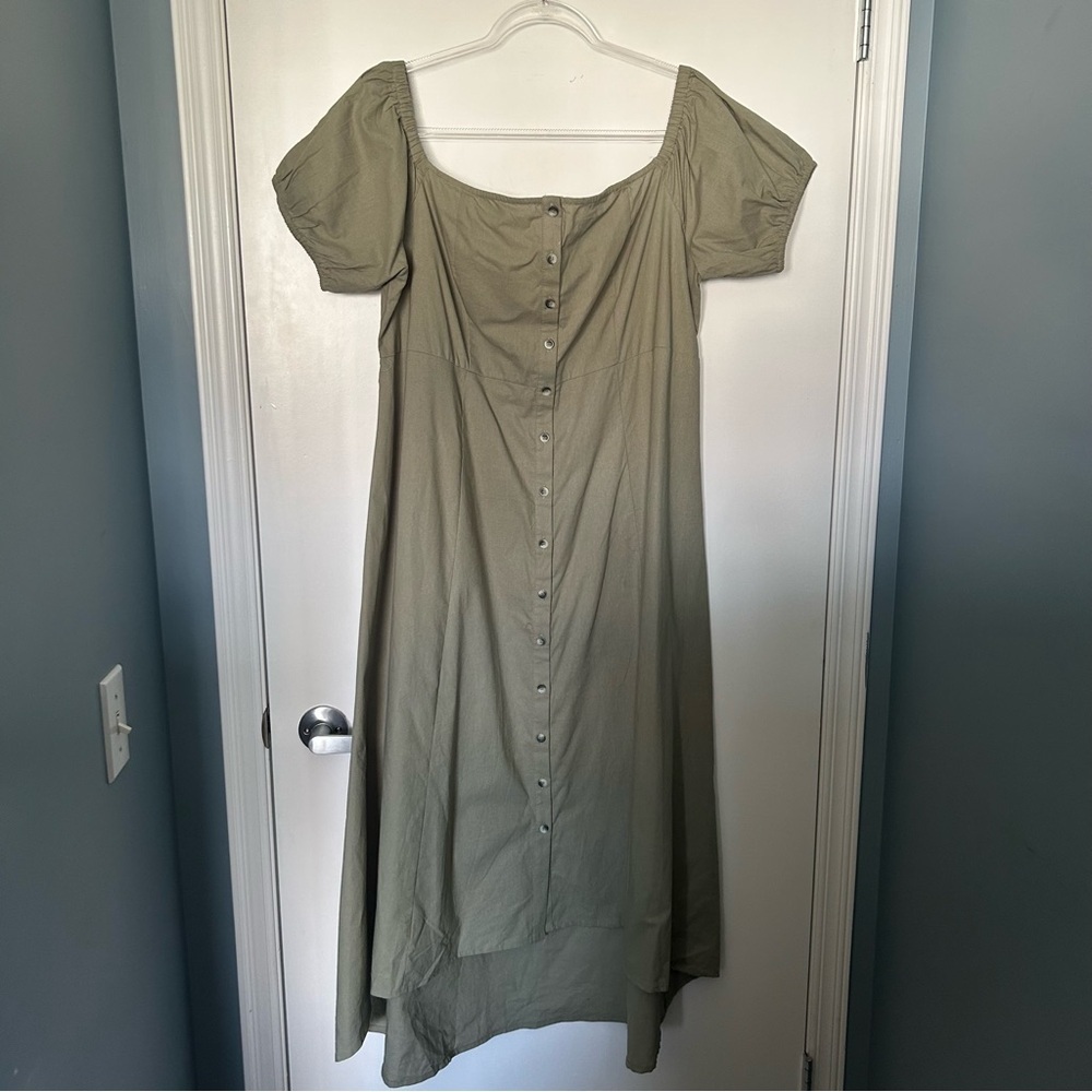 ASOS Maternity Green Off Shoulder Puff Sleeve Full Length Maxi Dress